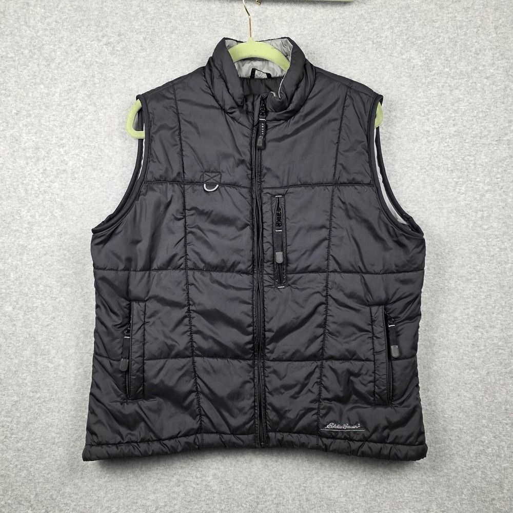 Eddie Bauer Vest Womens Large Black Quilted EBTEK Primaloft Insulated Outdoor